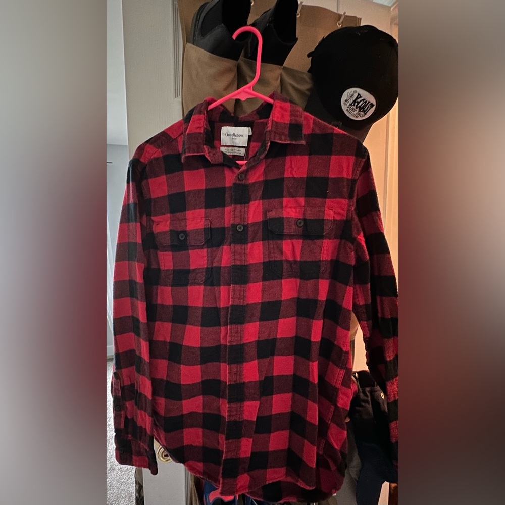 Goodfellow & Co Red and Black Checkered Shirt